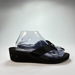 Teva Mush Mandalyn Wedge 2 Black Flip Flops Classic Thong Sandals Women's Size 9